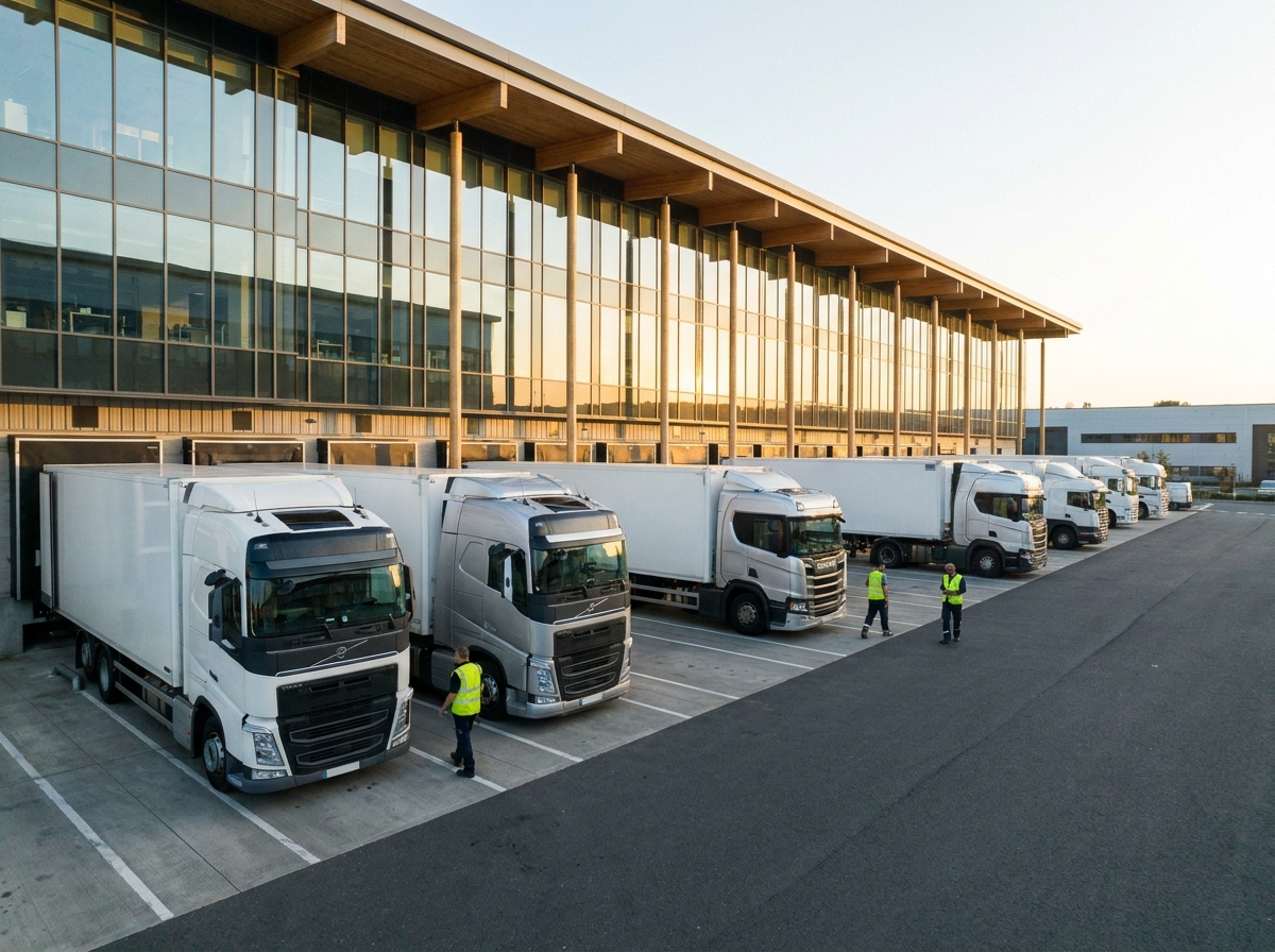 Logistics fleet at a distribution centre